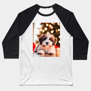 Havanese Puppy with Christmas Holiday Gifts Baseball T-Shirt